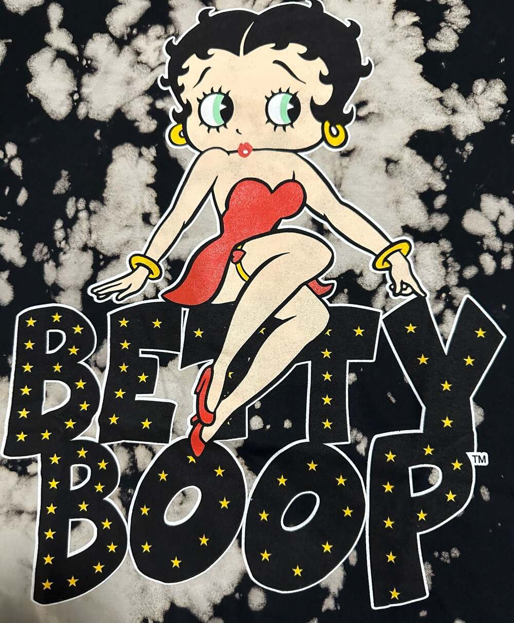 Betty Boop Fleischer Studios Graphic T-Shirt Bleach Wash, Size Medium